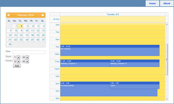 ASP.NET MVC based calendar
