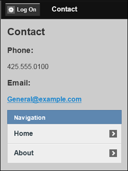 ASP.NET MVC 4: Mobile contacts page