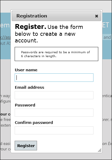 ASP.NET MVC 4 register form