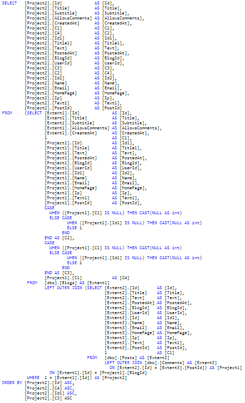 Entity Framework SQL example