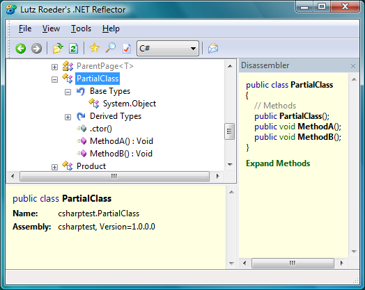 Partial class in Reflector