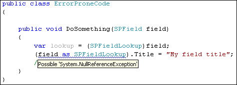 Possible null reference exception in cast