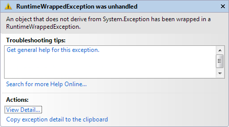 RuntimeWrappedException was throw instead of string