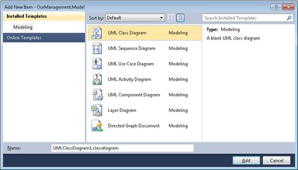 Visual Studio 2010: New UML diagram