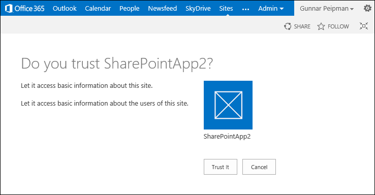SharePoint 2013: Trust your application