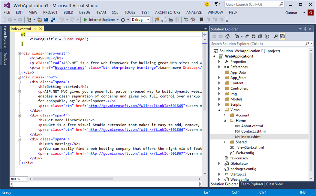 Visual Studio 2013: Default ASP.NET MVC project