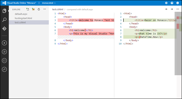 Visual Studio Online: Comparing files