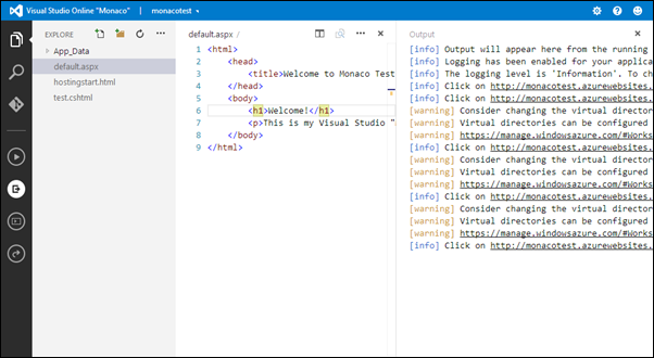 Visual Studio Online: Console Output