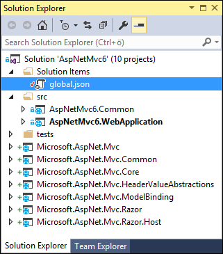 ASP.NET MVC sources included to custom solution