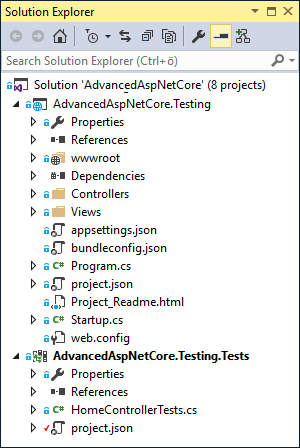 ASP.NET Core solution with test project