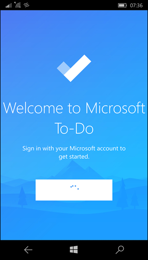 Microsoft To-Do: Windows Phone app starting