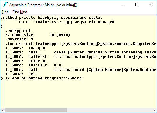 Async Main stub in ILDASM