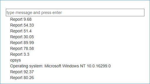 WebSocket sample output with command