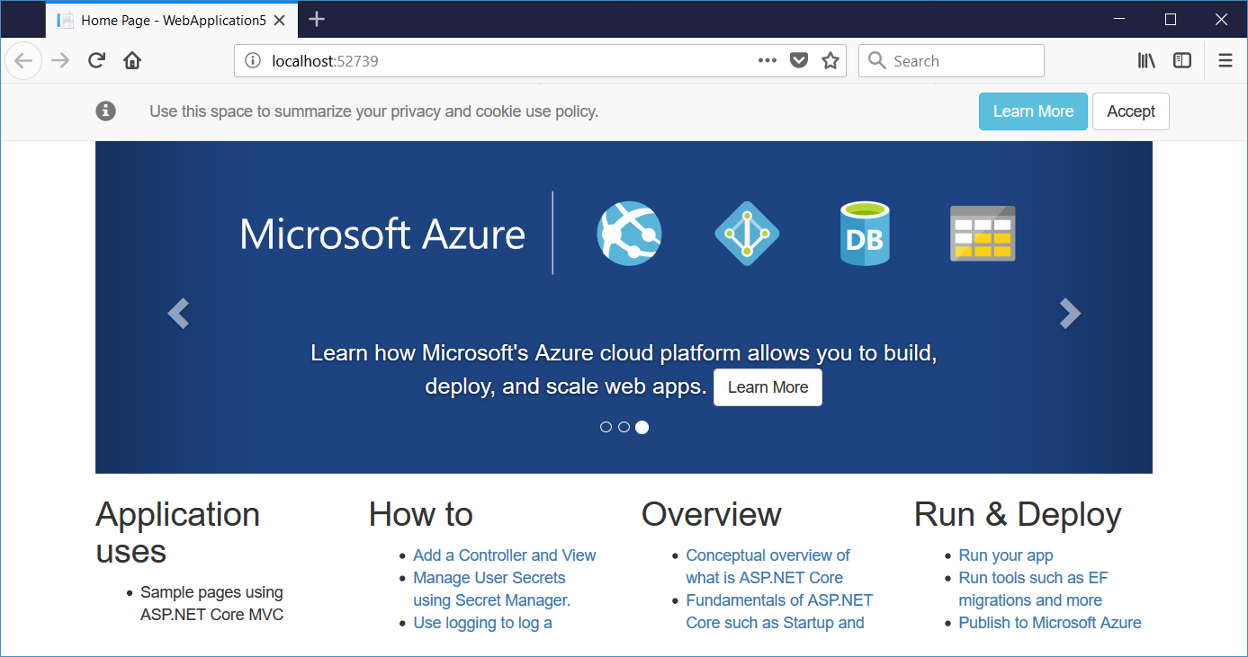 GDPR cookie consent bar in ASP.NET Core