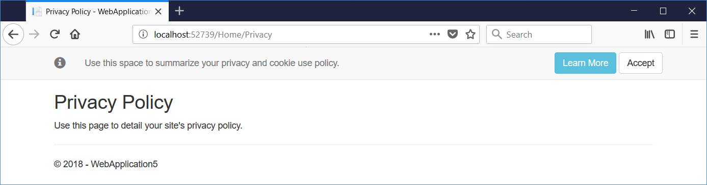 Privacy policy page in ASP.NET Core