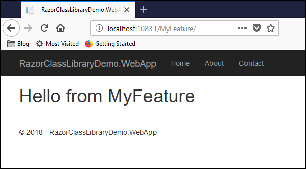 Razor UI library MVC view with layout