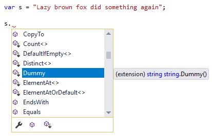 Extension method in IntelliSense