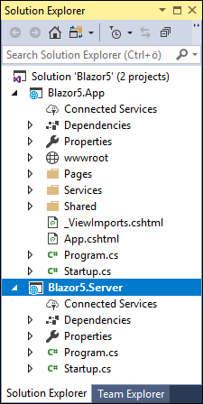 Server side Blazor solution