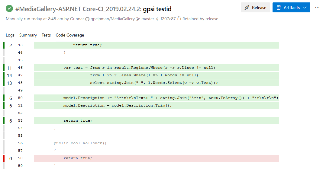 Azure DevOps: Code coverage report
