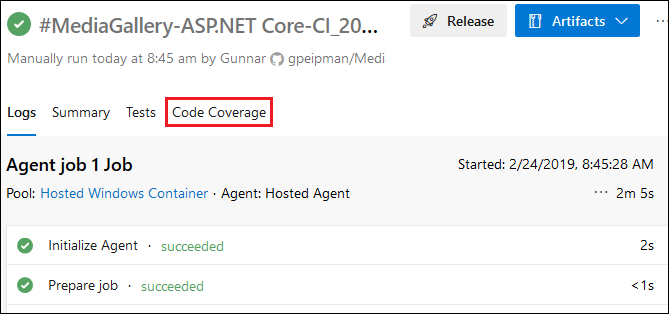 Azure DevOps: Code coverage link