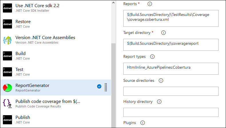 Configure ReportGenerator task