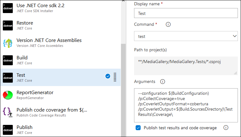 Azure DevOps: Configuring unit tests