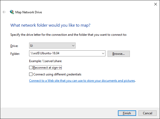 Windows Subsystem for Linux: Mapping WSL disk as network drive