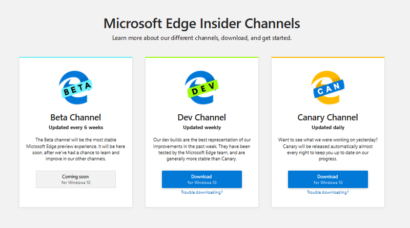 Edge Insider channels