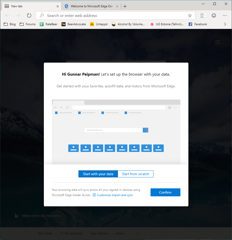 Edge Insider - Import data or start from scratch