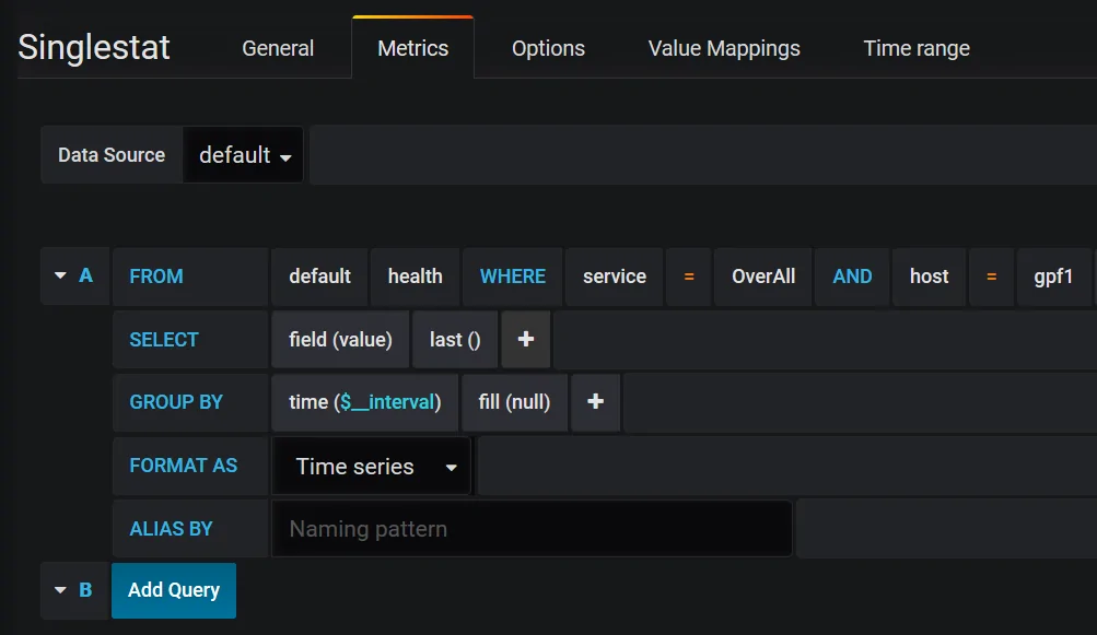 Configuring singlestat metrics for health checks