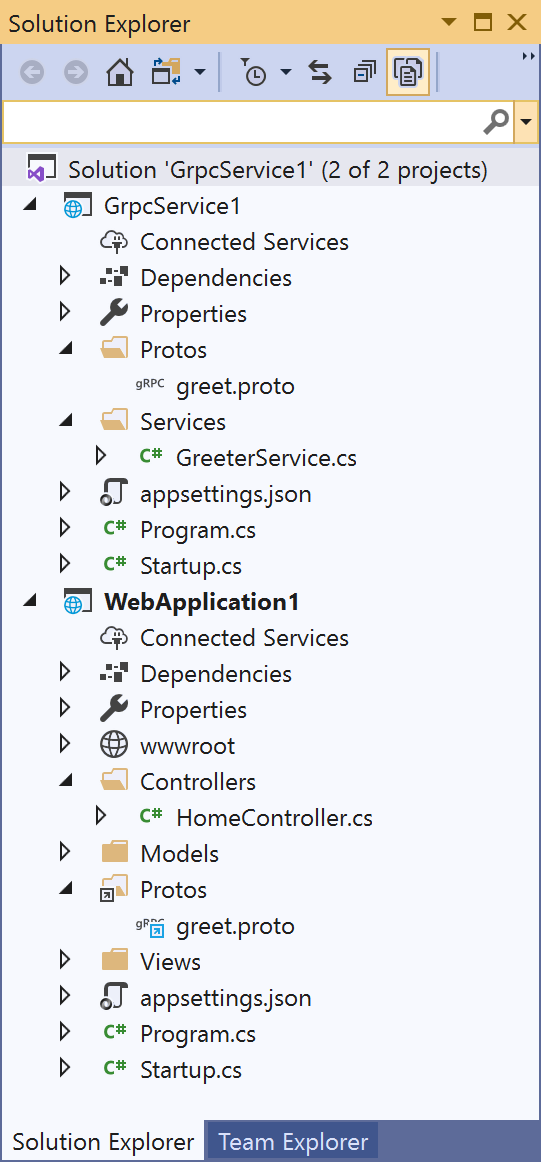 Visual Studio gRPC service