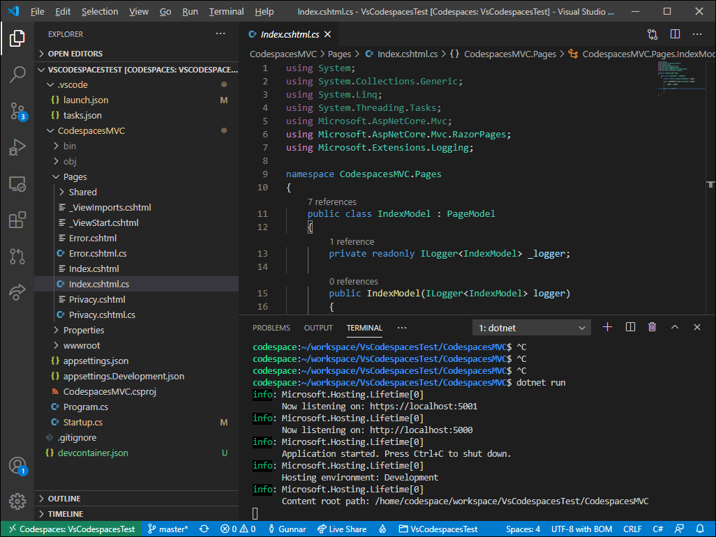 Building  Core applications on Visual Studio Codespaces and Visual  Studio Code