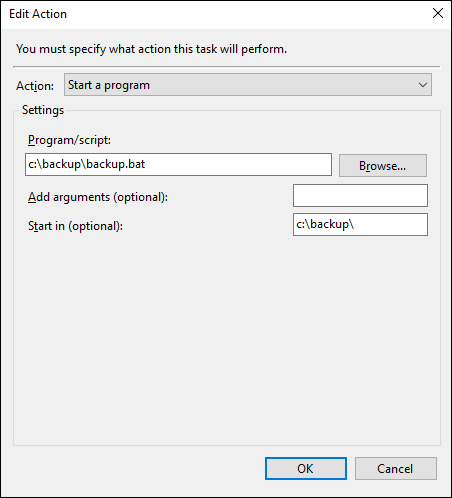 Setting running directory for MSSQL backup script